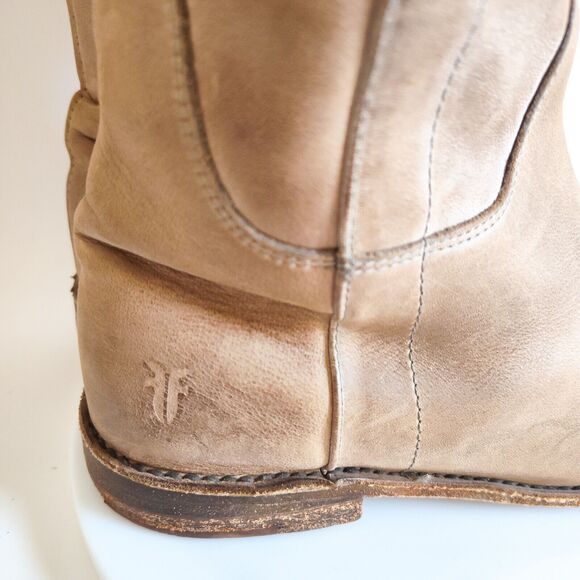 Frye Womens Paige Camel Tan Leather Knee High Riding Boots Size 7 B 77534 Preppy - Picture 9 of 12